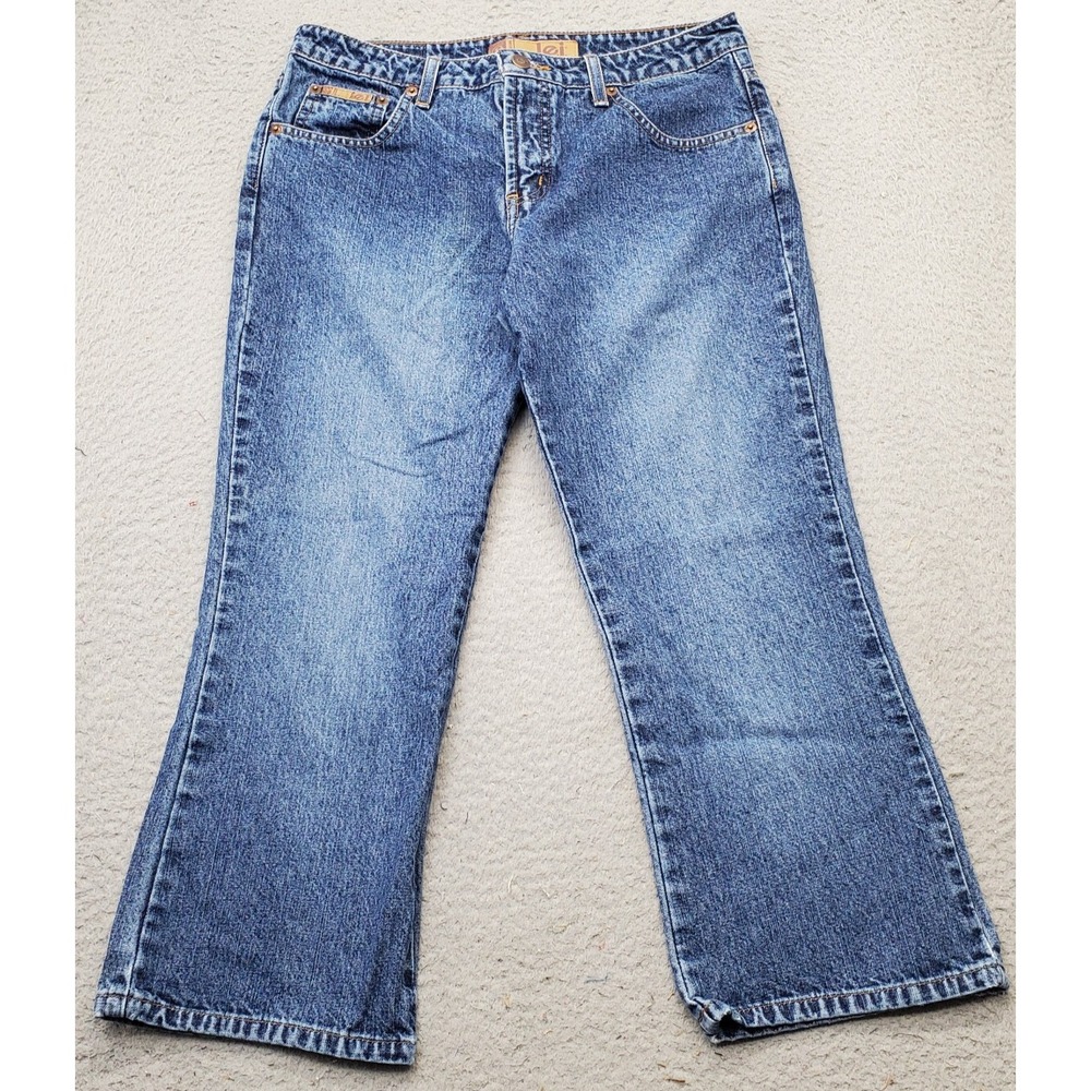 LEI Straight Leg Jeans Women Size 7 Blue Denim‎ Medium Wash Arcuate Pocket